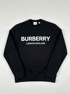 Burberry Black Crewneck Sweatshirt with White Logo